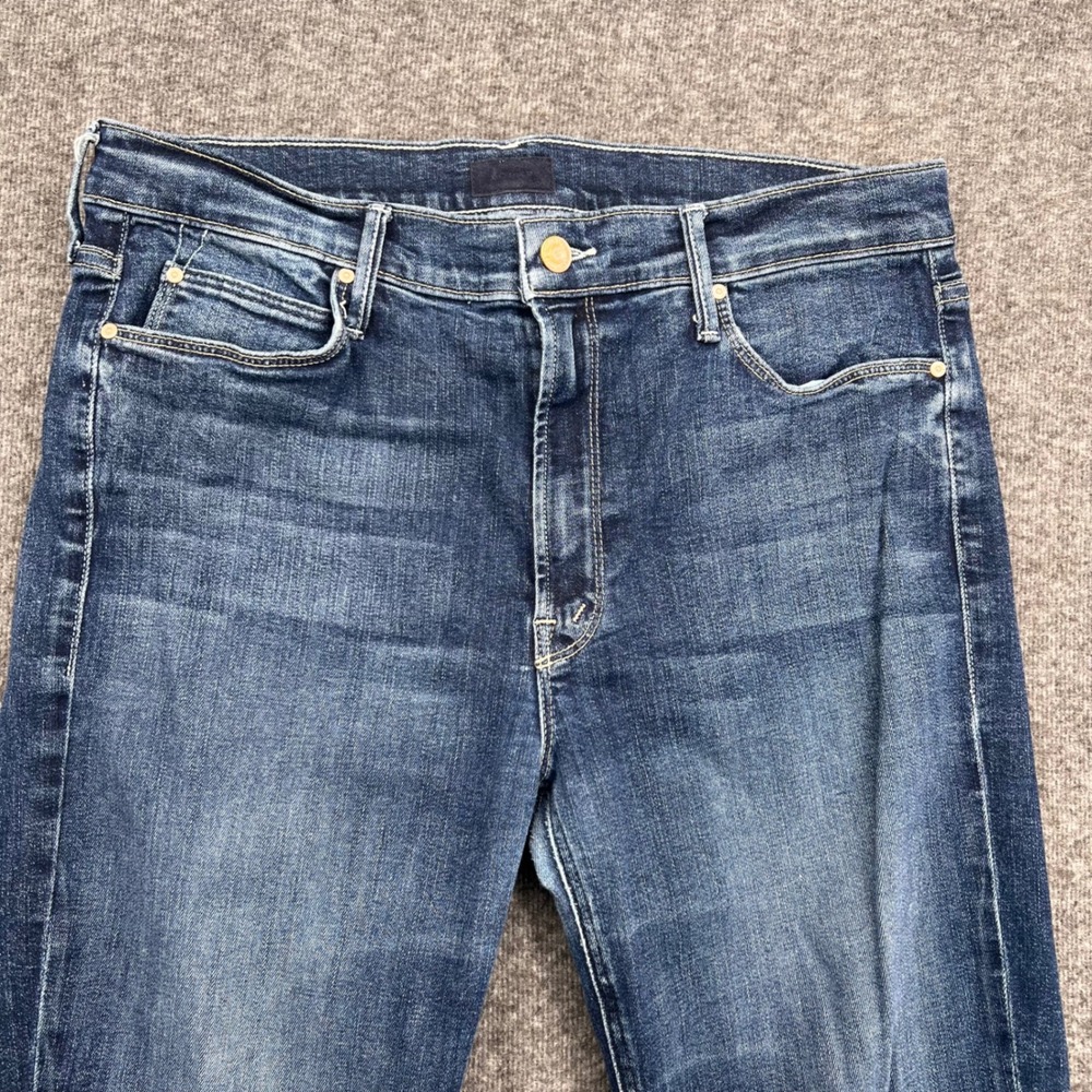 Mother The Mid Rise Dazzler Ankle Jeans On The Edge Blue Straight Leg Size 29 - Picture 3 of 16